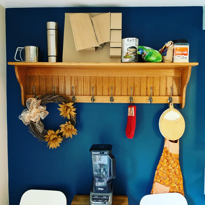 Beautiful Oak Coat Rack With Shelf shelf With Hooks Hat Etsy