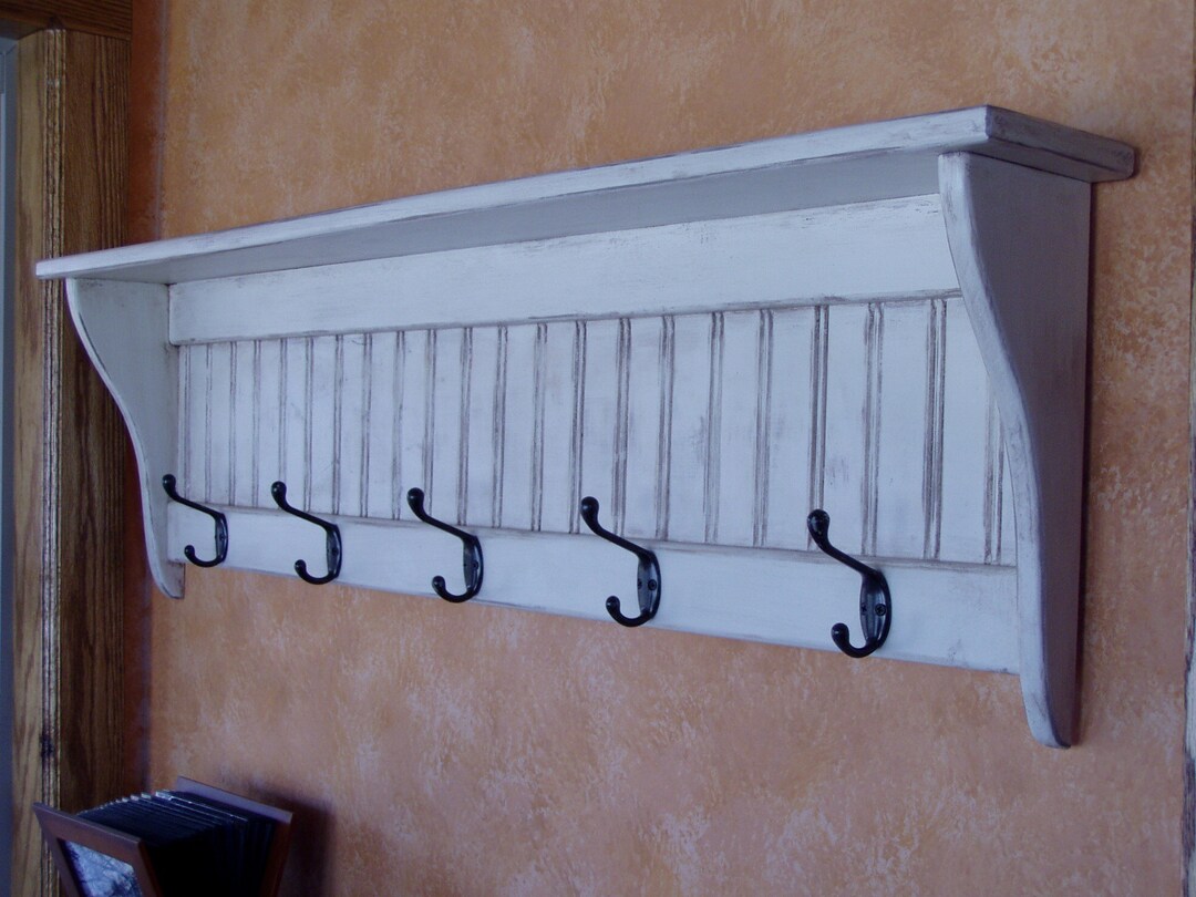 Rustic Garment Rack Rustic Wood Coat Rack With Shelf: Distressed Country Decor - Etsy