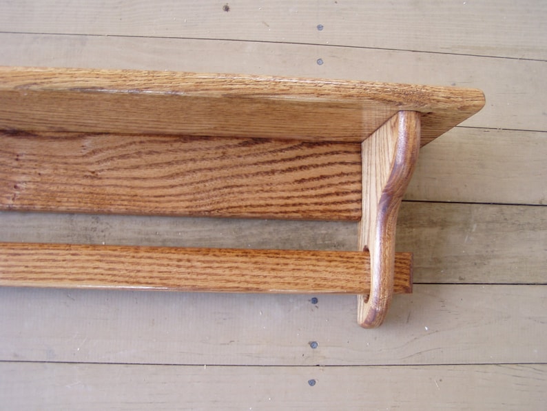 Quilt Hanger With Shelf 48 Inch Oak Quilt Rack Wall Hanging Etsy