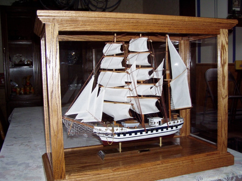 Model Ship Display Case Oak Etsy