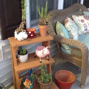 Plant Stand Outdoor 3 Tier Plant Rack Display Shelf Cedar image 1