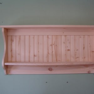 Charming Country Shelf and Plate Rack, Primitive Unfinished,  42&quot; Rustic Wood Shelf
