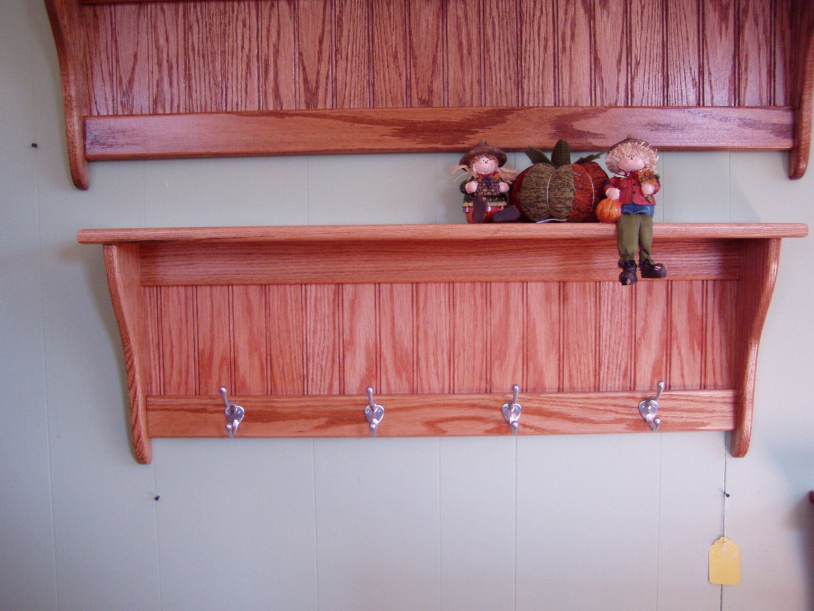 Oak Coat Rack With Satin Chrome Hooks Solis Oak Wall Shelf Etsy