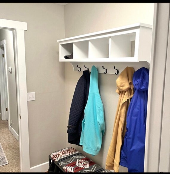 Awesome Wood Coat Rack Wall Shelf With Cube Storage Coat Rack