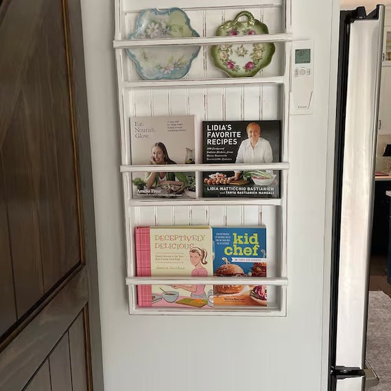Cookbook Hanging Rack Bookshelf Wall Bookshelf Plate Rack Kitchen Hanging Wall Storage Wall Shelf With Storage Etsy