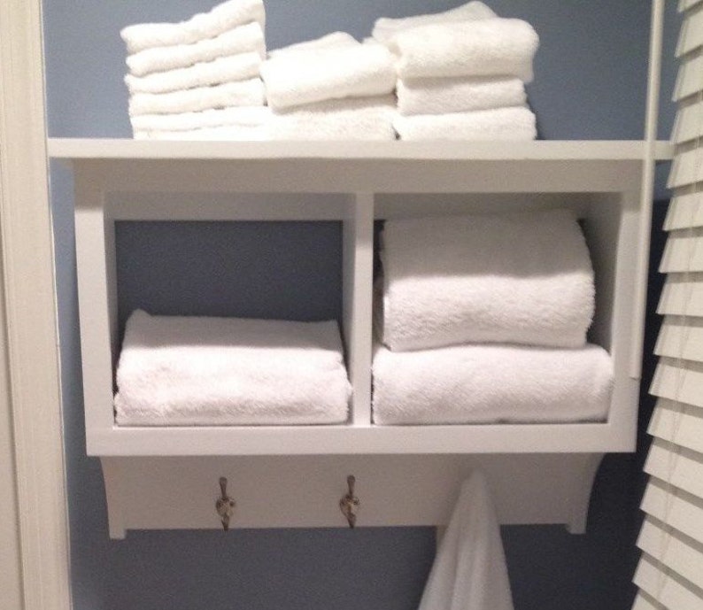 Towel Rack Cubby Wall Shelf Bathroom Display 2 Image 0