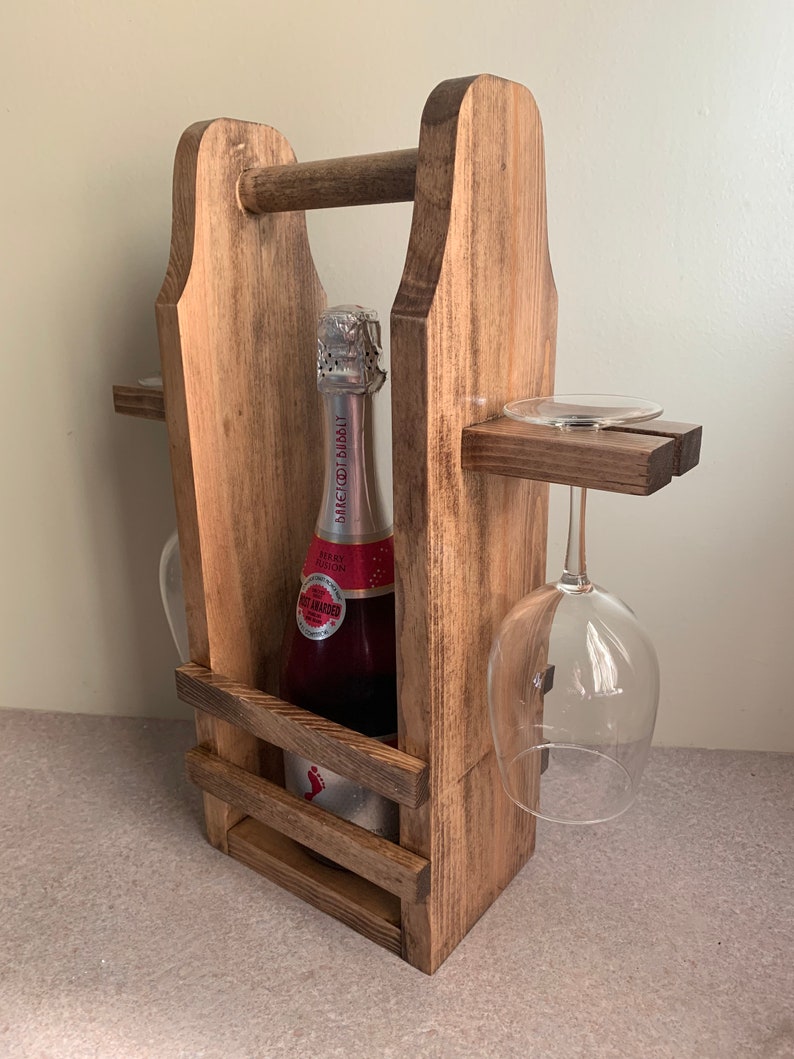Wine Rack Picnic Basket Wine Holder Wine Glass and Bottle Etsy