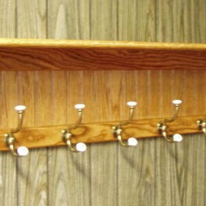 60 Oak Coat Rack 9 Deep With 9 Hooks Large Wall Hanging Display Shelf zdjęcie 2