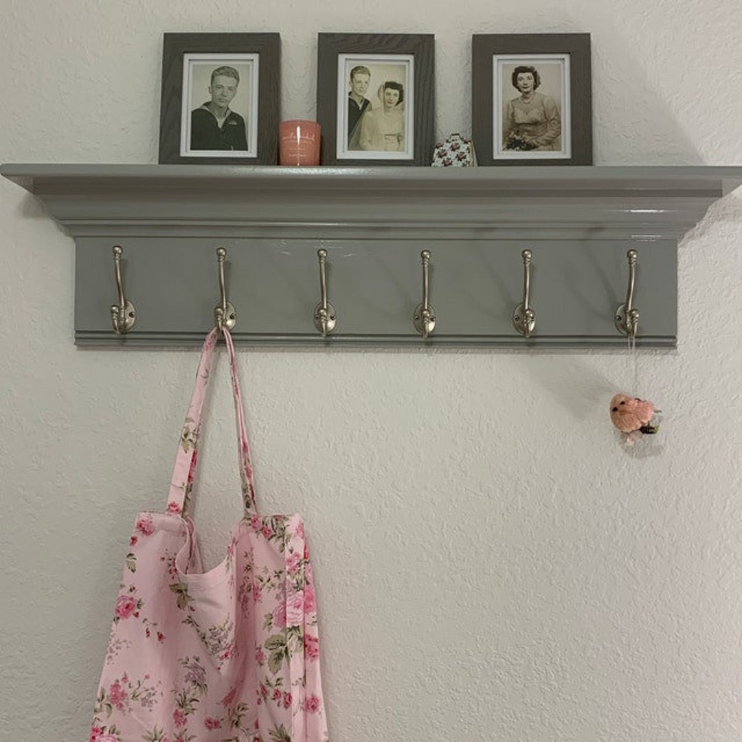 Coat Rack, Wall Hanging Wood Coat Rack Wall Shelf, Mantle Shelf With