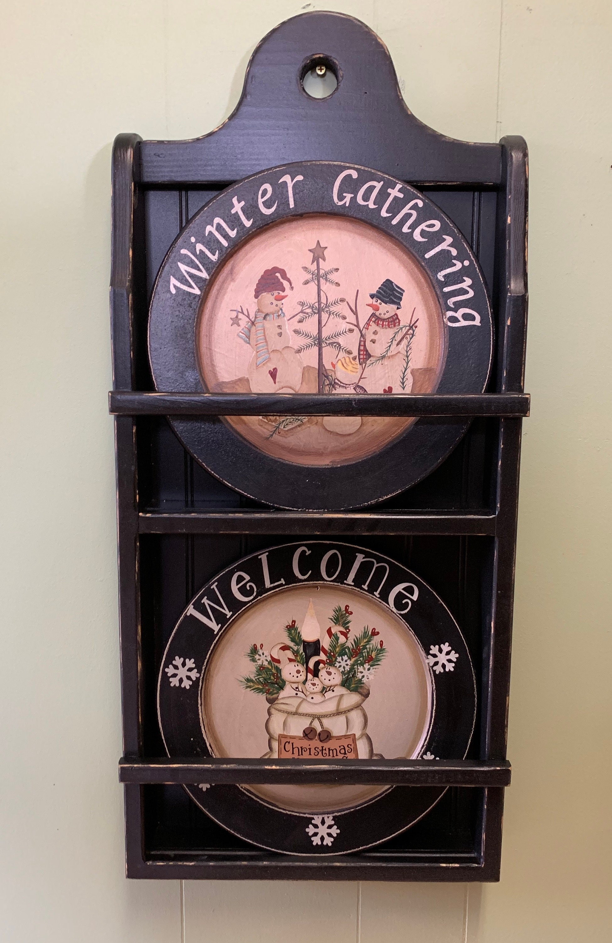 Rustic Farmhouse Plate Rack: Wall Hanging Display Shelf - Etsy
