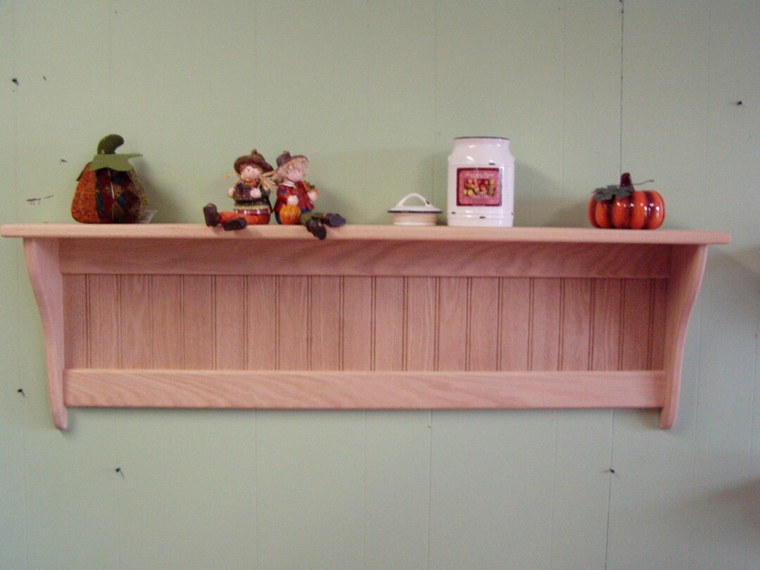 Wood Wall Shelf Country Rack 42 Oak Unfinished Wall Hanging Shelf Etsy