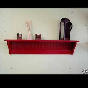 60&quot; Pine Painted Wood Wall Shelf Display Shelf Red