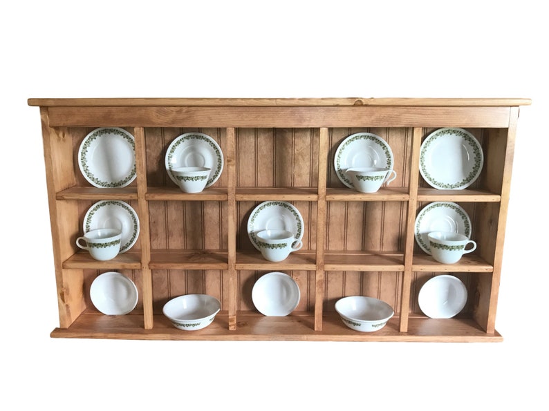 Solid Pine Tea Cup Display Rack: Kitchen China Cabinet (46.75x24.75x5 ...