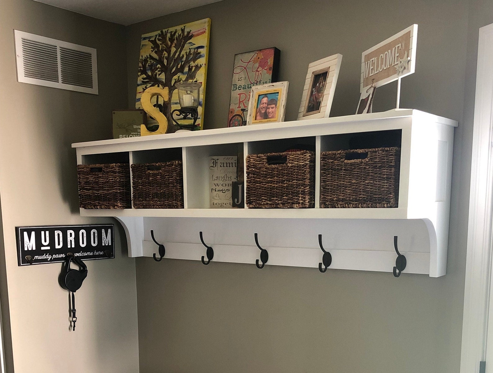 Amazing Coat Rack Wall Shelf With Storage Cubbies Entryway Etsy