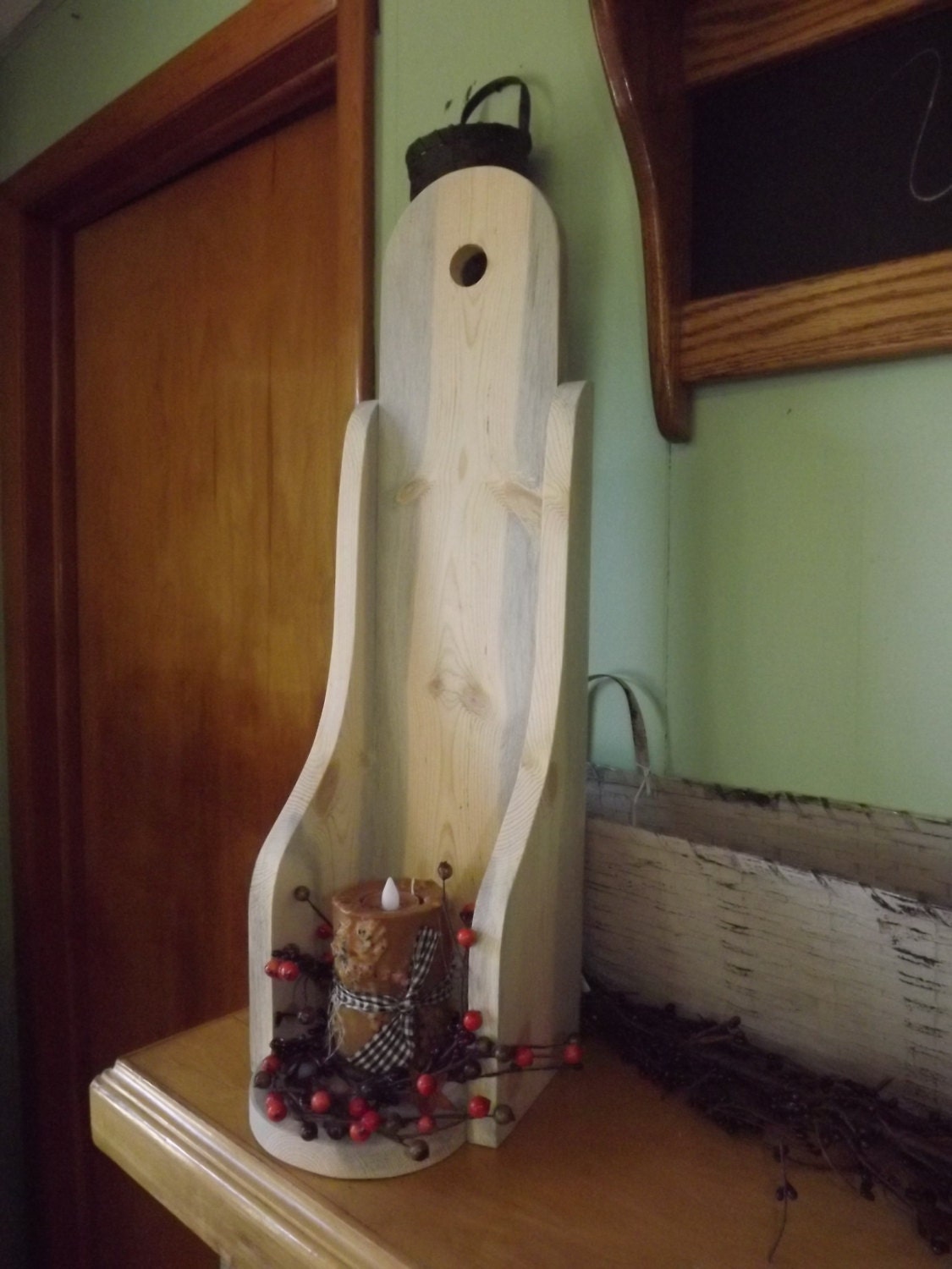 Candle Holder Wood Primitive Distressed Candle Display Rack Etsy