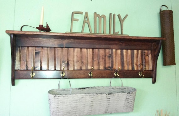 Stunning Wall Mounted Coat Rack, Wood Shelf With Coat Hooks, Hat
