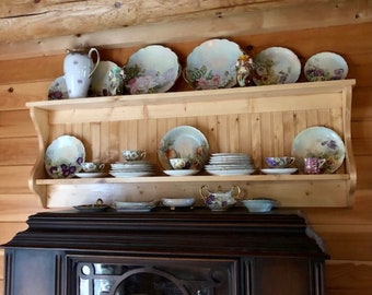 Country Plate Rack , Bowl and Platter Rack, Cabin Wall Hanging Shelf, Dining Room Furniture