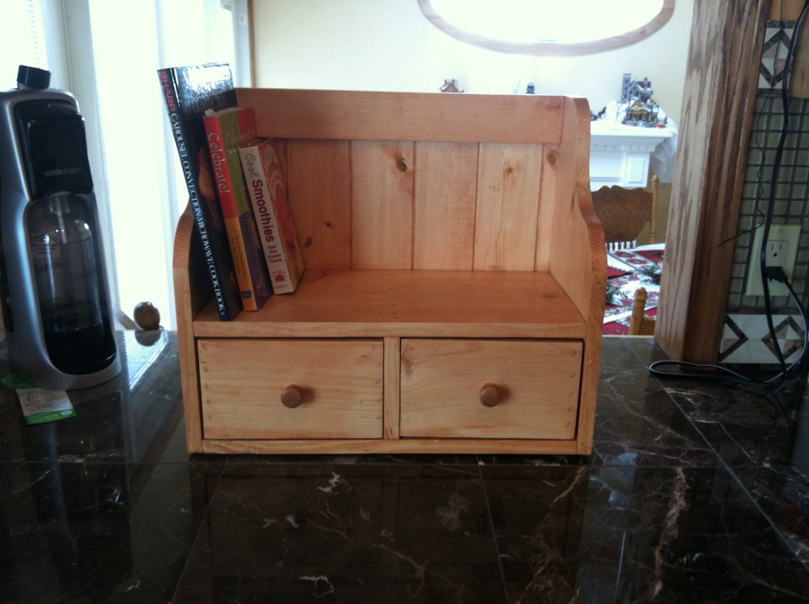 Cook Book Recipe Display Rack Counter Top Shelf Recipe Drawers Country ...