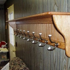 60 Oak Coat Rack 9 Deep With 9 Hooks Large Wall Hanging Display Shelf zdjęcie 1