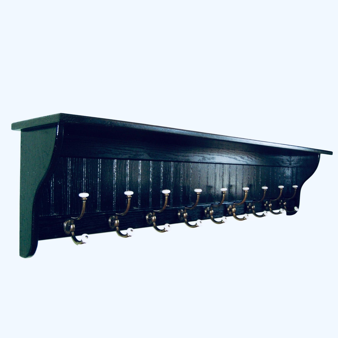 Coat Rack Wood Wall Shelf With Coat Hooks Large Coat Rack Etsy