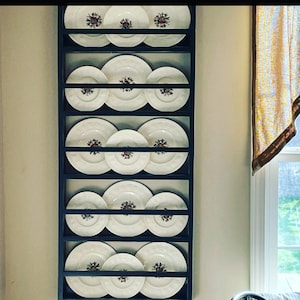 Country Farmhouse Plate Rack, Open Back Hanging Plate Rack Shelf, Plate Display, Dish Rack