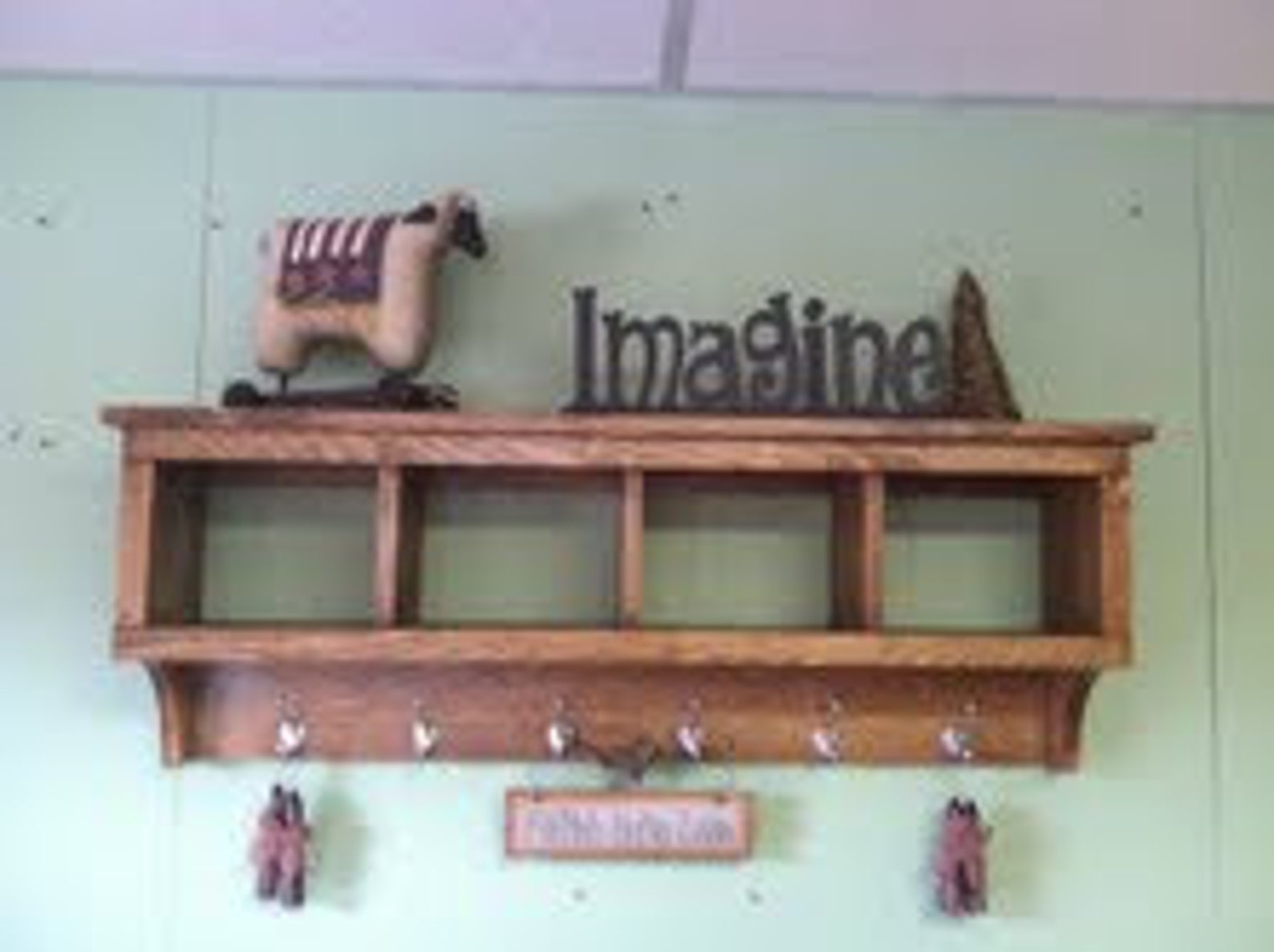 4 Cubby Wall Shelf Pine Wood 48 wide Wall Shelf Coat Etsy