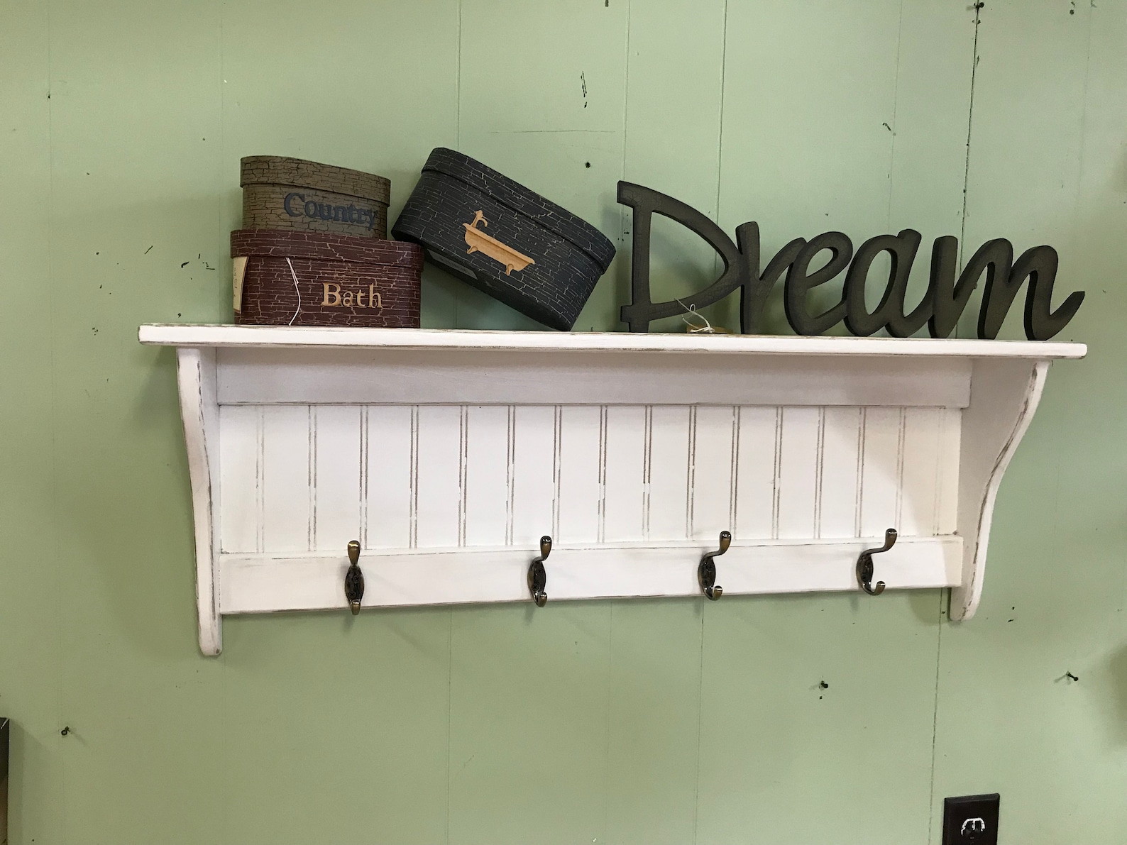 Charming Country Coat Rack Wood Wall Shelf Coat Rack With - Etsy