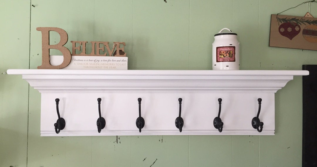 White Coat Hooks White Wall Shelf With Hooks Nova Solo Halifax - Main Image