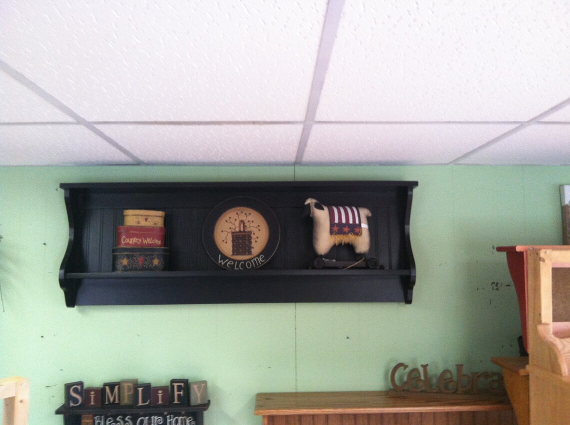 Primitive Plate Rack Wall Shelf Country Wood Display Plate and Etsy