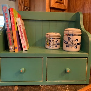 Countertop Cookbook and Recipe Holder | Kitchen Storage with Drawers | Coffee Bar | Kitchen Storage | Countertop Organizer