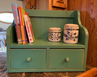 Countertop Cookbook and Recipe Holder | Kitchen Storage with Drawers | Coffee Bar | Kitchen Storage | Countertop Organizer
