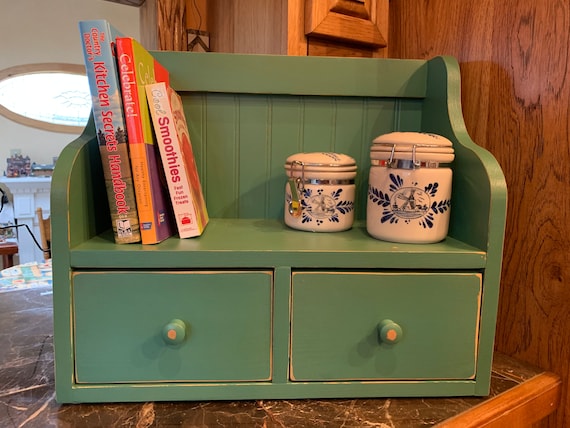 Countertop Cookbook and Recipe Holder Kitchen Storage With Drawers