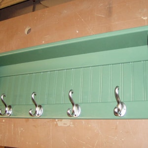 Beautiful Country Coat Rack, Towel Rack, Wall Shelf with Fancy Satin Chrome Hooks, Entryway, Kitchen, Hat Rack