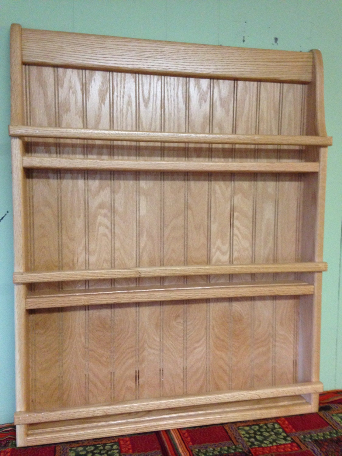 Wall Hanging Plate Rack or Bookshelf Oak Wood Wall Hanging Plate Rack or Bookshelf Oak Wood