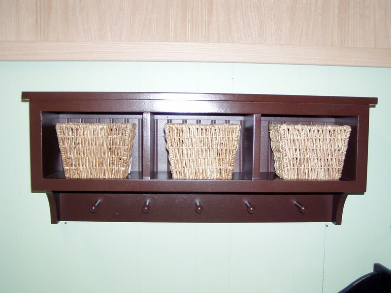 Cubby Coat Rack 3 Cubbies for Bath or Entryway With Shaker Etsy