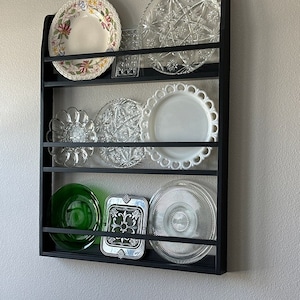 Estante para platos de estilo rústico, expositor de platos, estante para platos de pared, estante para platos y tablas de cortar, estante de exhibición