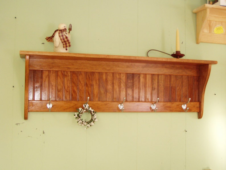 Wood Coat Rack Wall Shelf Country Rustic Wall Hanging 42 Etsy