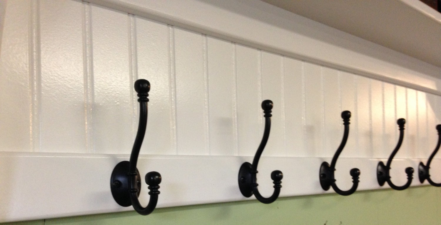 Coat Rack Wood Country Wall Shelf White 48 Wide Display Etsy