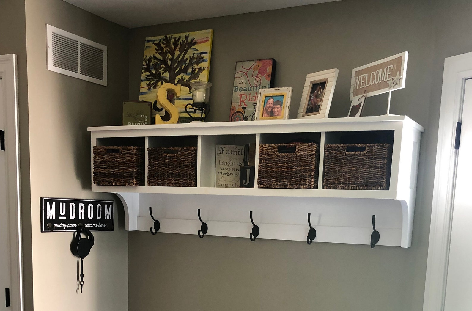 Amazing Coat Rack Wall Shelf With Storage Cubbies Entryway Etsy