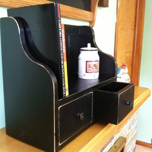 Cook Book Recipe Display Rack Counter Top Shelf Recipe Drawers Country ...