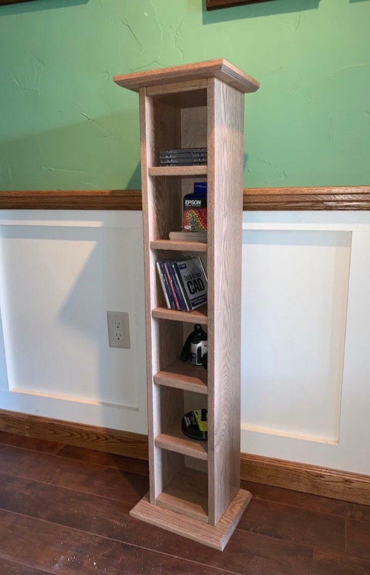 CD Tower Storage Rack Floor Standing Beautiful Solid Oak Wood Storage Unit Etsy