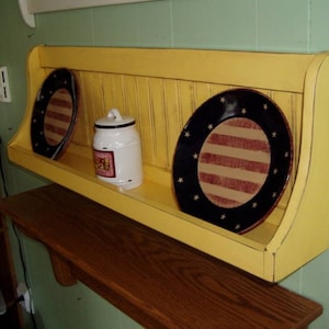 Bowl Rack Plate Shelf Distressed Country Wall Hanging Plate Rack