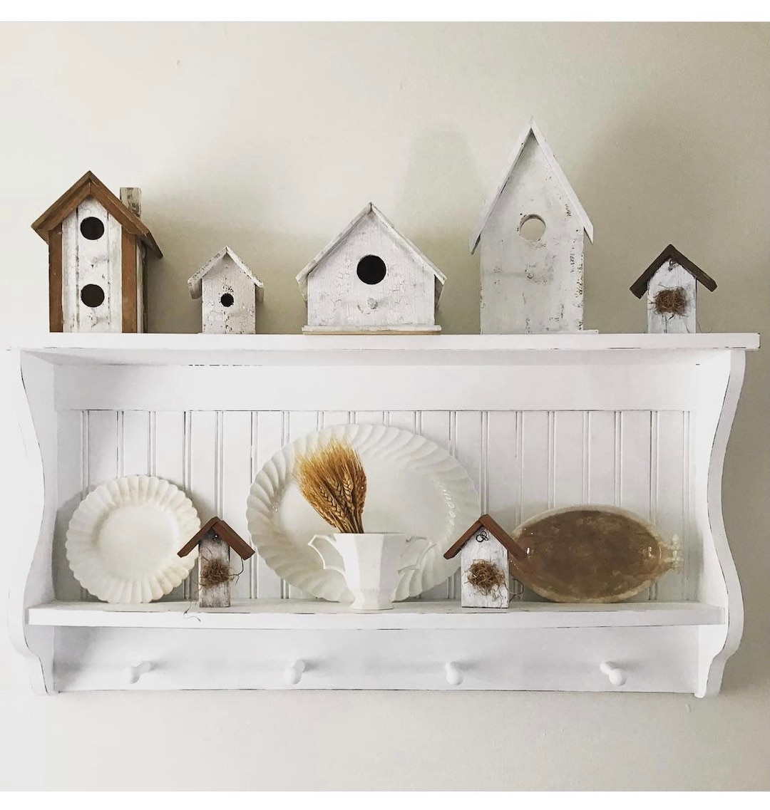 Country shaker peg drying Wood plate dish rack cabinet shelf kitchen Holds  plates unfinished solid 3/4 pine wood