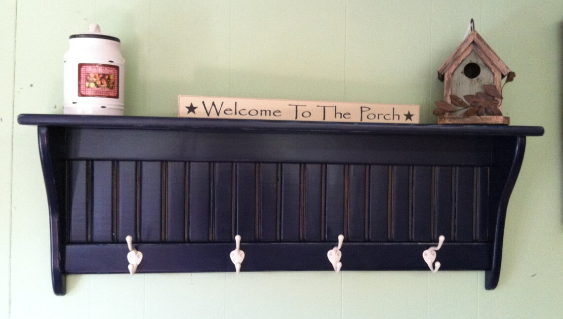 Charming Rustic Country Coat Rack Coat Hooks Wall Shelf Etsy