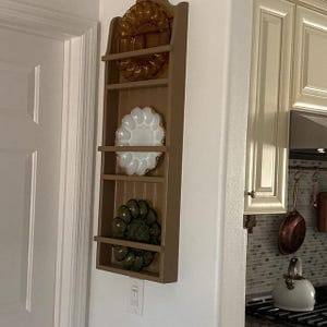 Vertical Plate Rack, 3 Tier plate Rack, Dish Display Rack, Wall Shelf with Storage, Kitchen Plate Shelf