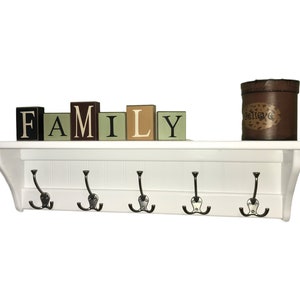 Wood Wall Shelf with Coat Hooks , Clothes Hanger Bedroom Wall Shelf , Entryway Wall Hanging Coat Rack