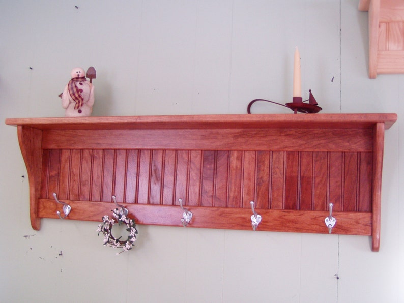 Wood Coat Rack Wall Shelf Country Rustic Wall Hanging 42 Etsy