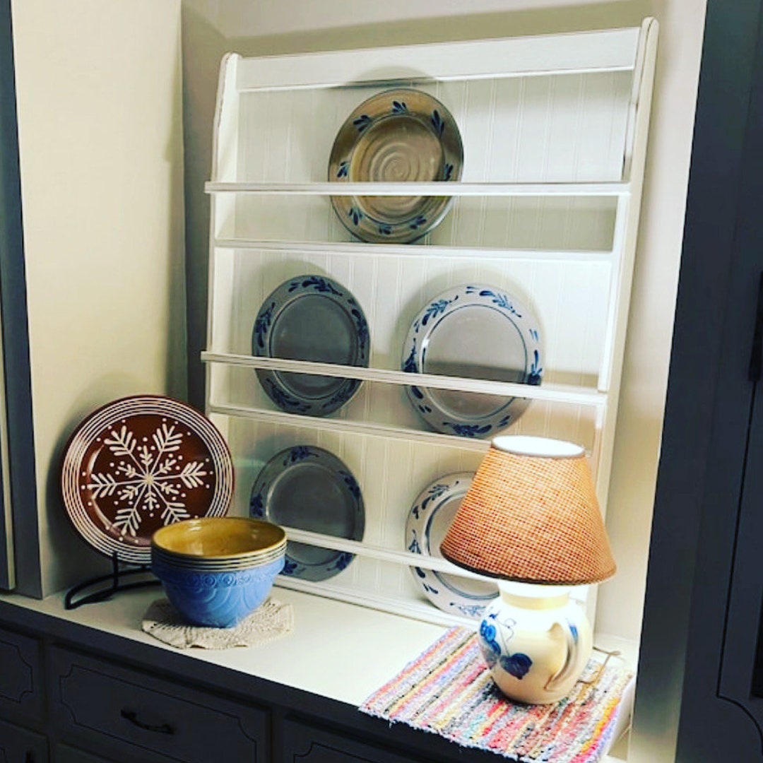 Plate Rack , Dining Room Decor, Hanging Wall Shelf, Kitchen Storage ...