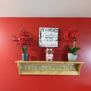 Wall Shelf, Display Shelf, Stunning Red 36&quot; Pine Wood Shelf,