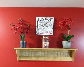 Wall Shelf, Display Shelf, Stunning Red 36" Pine Wood Shelf,